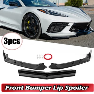 Kit difusor divisor de labios parachoques delantero para Corvette C8 Z51 2020-23 negro brillante - Imagen 1 de 10
