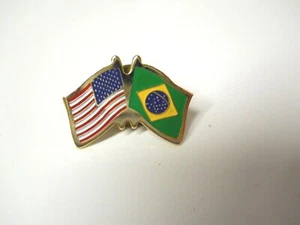 United States & Brazil Flag Lapel Hat Pin - Picture 1 of 2