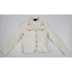 Chaqueta Vintage Christine Alexander Swarovski Cristal Floral Blanca Mujer Mediana - Imagen 1 de 12