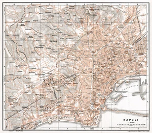 Naples historical map from 1911 (Wagner & Debes) Vintage Print Poster - Picture 1 of 3