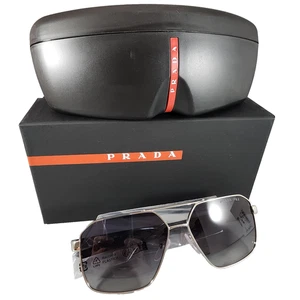 Prada Sport PS55WS 1BC06G Silver/Grey Gradient Polarized 60-14-140 Sunglasses - Picture 1 of 10