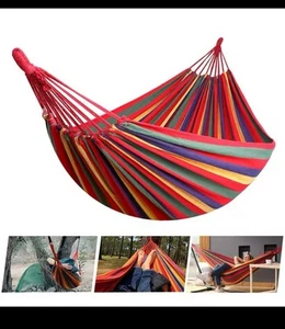 Hamaca de lona al aire libre camping columpio hamaca con cuerdas de árbol soporte de carga 200 kg - Imagen 1 de 6