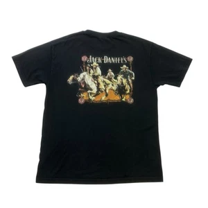 Vintage Jack Daniels Shirt Mens Large L Black Whiskey Cowboy Rodeo Distressed - Imagen 1 de 12