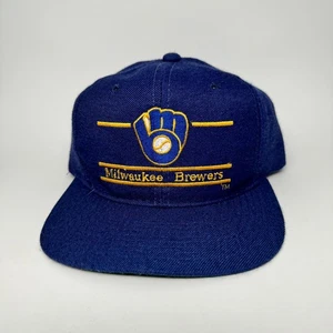 Vintage 80er Milwaukee Brewers The Game Split Bar Logo Klebeetikett MLB Snapback Mütze - Bild 1 von 4