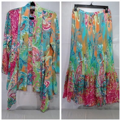 Conjunto Maxi Falda Colección Pliegues por Pings Imports LG Multicolor Arrugada Artística Foto 1 de 4