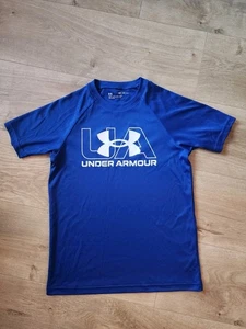 Under Armour Shirt Youth Medium YMD Short Sleeve Blue  Boys Atheltic Polyester  - Picture 1 of 3