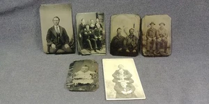 5 viktorianische Metall Foto Farbtyp gold handkoloriert Männer ohne Hut CDV Antik Lot E67 - Bild 1 von 15