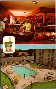 Tarjeta postal de MEMPHIS Tennessee HOLIDAY INN HOTEL vistas al buffet y la piscina / Curteich 1958 - Imagen 1 de 2
