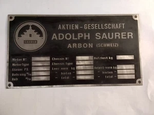 Adolph Saurer Arbon Sign Nameplate Truck Bus Vintage S104 - Picture 1 of 1