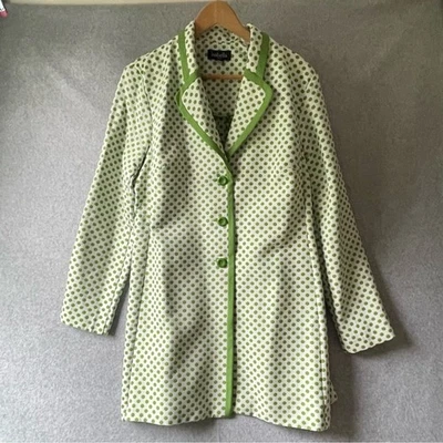 Traje Isabella Vintage Lunares Poliéster Abrigo Chaqueta Verde Blanco talla L #GG Foto 1 de 4