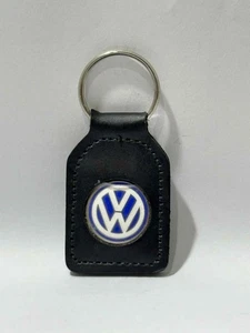Brandnew Volkswagen Leather and Enamel Keychain Key Fob Rare No Box with Film - Picture 1 of 10