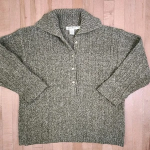 Eddie Bauer Vintage 90's Women's Wool Blend Collared Fisherman Sweater Large - Picture 1 of 5