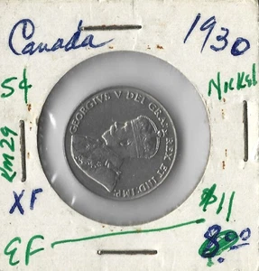 Moneda Canadá 5 Céntimos 1930 KM29 - Imagen 1 de 2