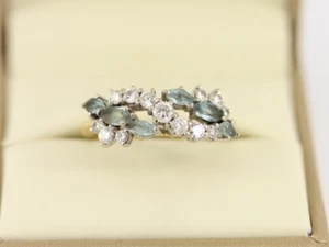 Diamond Aquamarine Ring 18ct Gold Ladies Size P 750 3.9g Cd36 - Picture 1 of 4