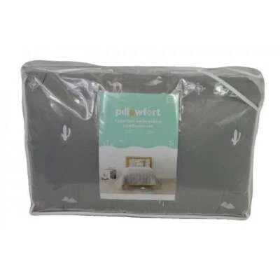 Pillowfort Egyptian Embroidery Comforter Set 2pc Twin Bedding Gray Foto 1 de 4