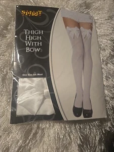 Spirit Halloween White Thigh High Socks With Bow COSTUME - Picture 1 of 3