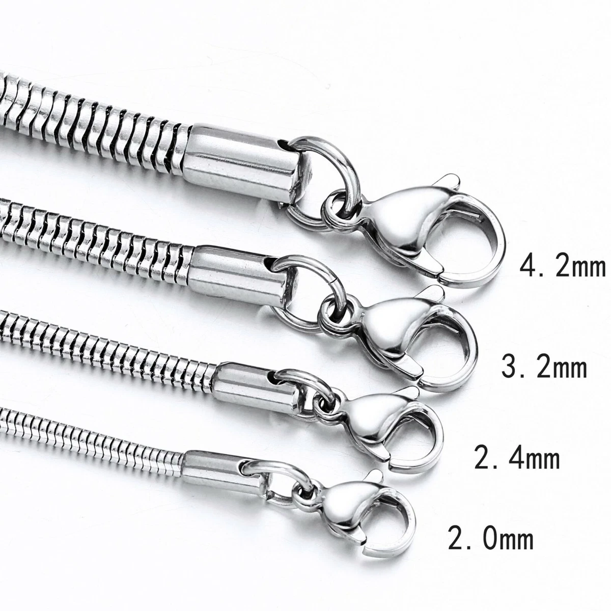 Daesar Snake Chain Necklace For Men & Women - Stainless Steel Silver, 40cm, Dainty & Strong