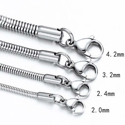 0,9-8 мм из нержавеющей стали мужчин женщин круглый змея цепочка ожерелье 7-47'' никогда не выцветает - Изображение 1 из 3