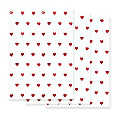 Heart Tissue Paper 3 Pack with Foil Hearts Valentines Day Love Gift Wrap 70x50cm - Image 1 of 3