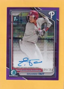 2024 Bowman Chrome Prospect Autograph Refractor Purple Eduardo Tait Auto 109/250 - Picture 1 of 2
