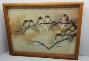 Vern Yadon Limited Edition Offset Watercolor Lithograph Owls Framed Signed - Picture 1 of 5