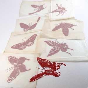 7er Set Schmetterling rot asiatischer Stil Papierschnitt Kunst rot verziert Handwerk Kunstbedarf - Bild 1 von 13