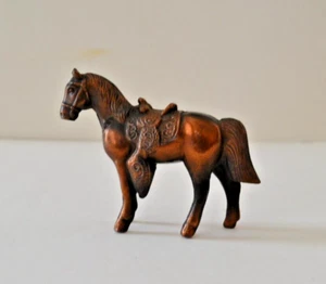 Vintage Metall Kupfer Bronze Pferd Hengst Pony Filly Sattel Figur 5""L x 3""H - Bild 1 von 8