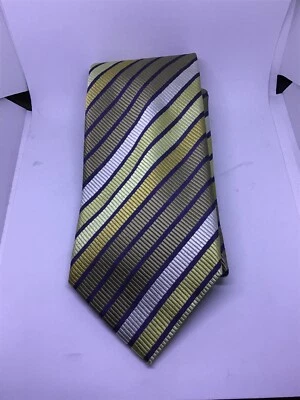 Alfani 领带金色、棕色和白色条纹 — 第 1/4 张图片