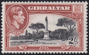 Gibraltar SG #128b - 2/- black & brown - MNH (U/M) F-VF - perf 13 KGVI - Picture 1 of 2