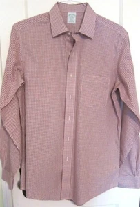 Camicia elegante Brooks Brothers classica non ferro uomo bordeaux quadri tg 16 - 35 - Foto 1 di 5