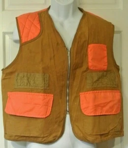 VTG 1970 American Field Sportswear Hunting Blaze Orange Canvas Duck Pocket Vest - Picture 1 of 12