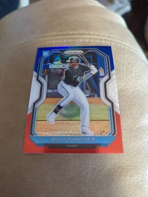 2021 Panini Prizm Prizms Red White and Blue #148 Jesus Sanchez Rookie Marlins - Image 1 of 2