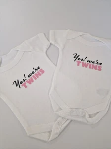 Twins Baby Grows -Twins Baby grows -Twin Girl Baby Clothes UK-Twins Baby Clothes - Picture 1 of 7