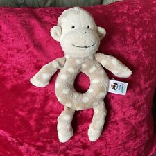 LITTLE JELLYCAT PLUSH BEIGE SPOTTED MONKEY RATTLE TOY ~ BABY COMFORTER  ~ VGC ~