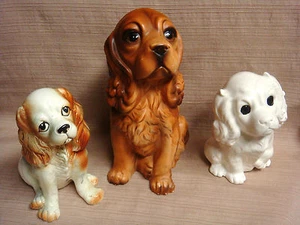 3 Vintage COCKER SPANIEL DOG Pieces - All Different - 1 Brinn's & 1 Planter - Picture 1 of 12