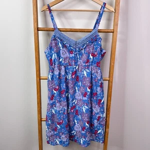 Jeanswest Dress Womens 16 Blue Floral Print Sleeveless Pleated Mini Viscose - Picture 1 of 11
