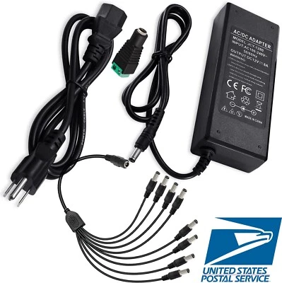 12V 8A 6A 5A 4A 3A 2A 1A Power Supply AC to DC Adapter 5050 LED STRIP LIGHT USA - Image 1 of 4