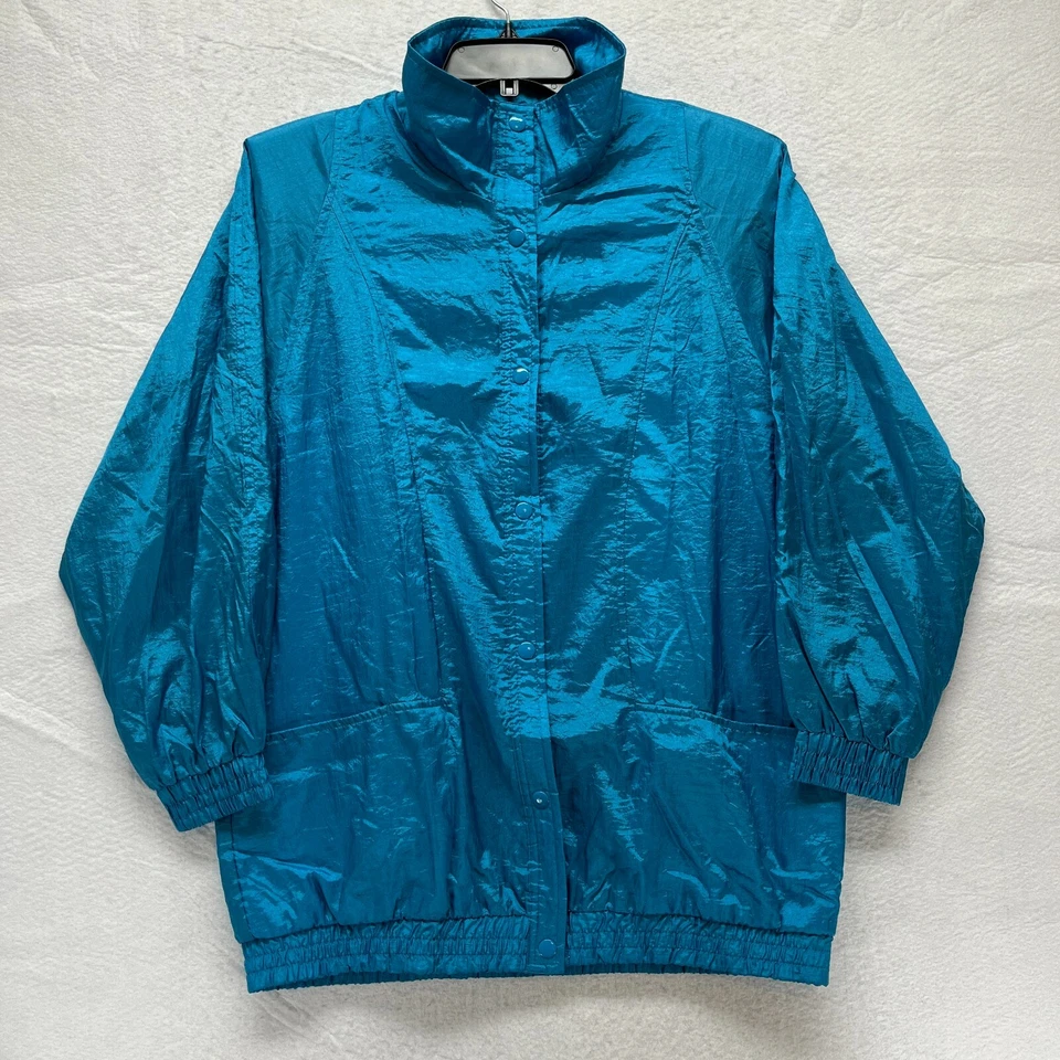 Chaqueta cortavientos Haband vintage para mujer talla M - nailon azul turquesa Foto 1 de 4