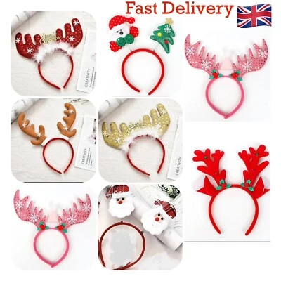 8pcs Christmas Headbands Set – Festive Party Hats, Reindeer, Santa, Xmas Gift