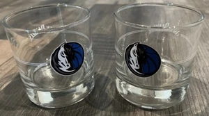 Jack Daniels Clear Rocks Dallas Mavericks Glass Drink Bar Ware Lot Set of 2 - Picture 1 of 2