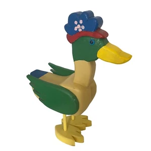 Handmade Wooden Colorful Duck Yellow Legs/Feet Farmhouse Cottage Decor - Picture 1 of 10