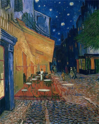 Pintura al óleo pintada a mano Vincent van Gogh café terraza en Arles por la noche Foto 1 de 2