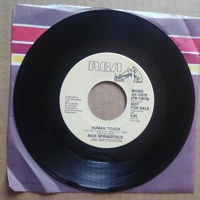 RICK SPRINGFIELD Human Touch PROMO 45 7" POP ROCK Record Vinyl Records - Image 1 of 2