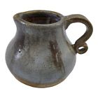 Studio Art Pottery Gray Blue Glaze Coffee Tea Cup Mug Signed