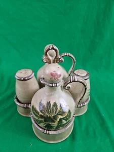 Tropical Palm Tree 5 Pc CRUET SET Oil & Vinegar Salt & Pepper Tabletop - Picture 1 of 17