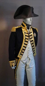 New Nelson's Vice Admiral Black Wool Tailcoat, Royal Navy Uniform Coat Fast Ship - Picture 1 of 5