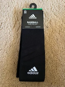 ADIDAS BASEBALL SOCKS OVER THE CALF COMPRESSION BLACK SIZE MEDIUM 1 PR - Picture 1 of 4