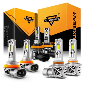 AUXBEAM 9005 H11 H11 Combo LED Headlight High Low Beam Fog Light Bulbs Kit 6500K - Picture 1 of 12