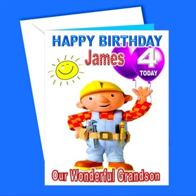 Personalised Birthday Card Bob the Builder Grandson Son Daughter Nephew Child - Image 1 of 2