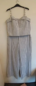 Red Hering cremefarben & marineblau gestreifte Hose & Camisole Top Set - Größe 14 - Neu! - Bild 1 von 8